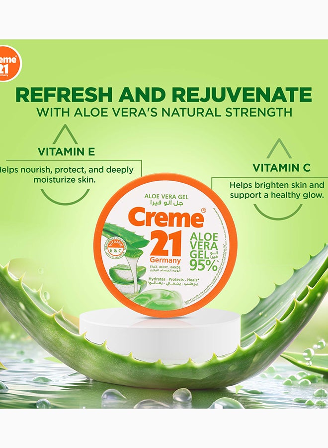 Creme 21 Aloe Vera Gel | 95% Pure Aloe Vera Moisturiser | Naturally Occurring Vitamins C & E | Multipurpose Gel for Face, Hand & Body | Born in Germany - Image 2