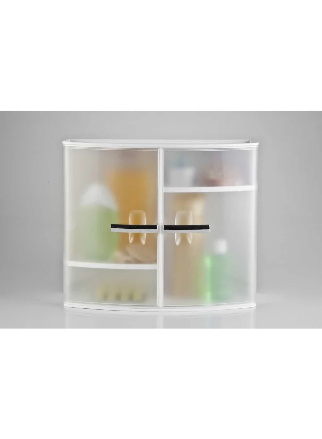 Primanova 4-Shelf Door Closing Modern Design Sleek Bathroom Medicine Cabinet Clear and White 38.5X23.5X17cm
