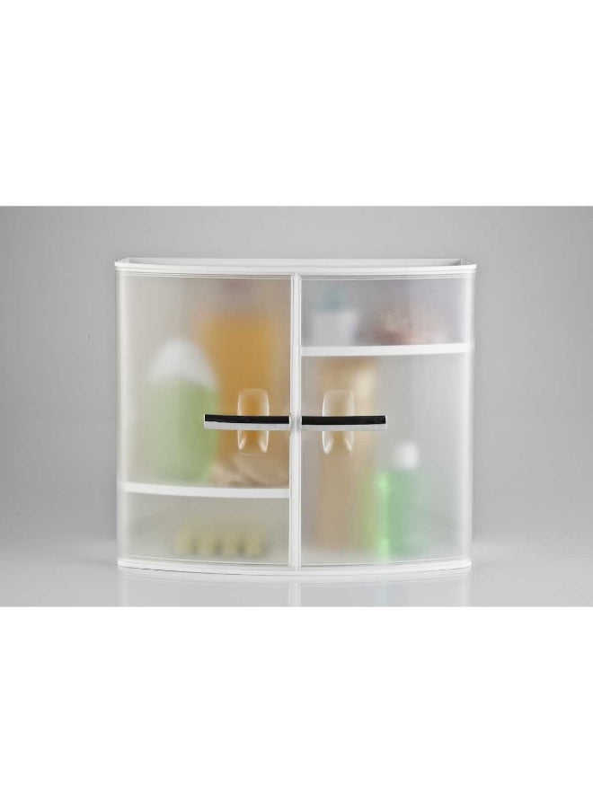 Primanova 4-Shelf Door Closing Modern Design Sleek Bathroom Medicine Cabinet Clear and White 32 x 38 x 17 cm  - Image 2