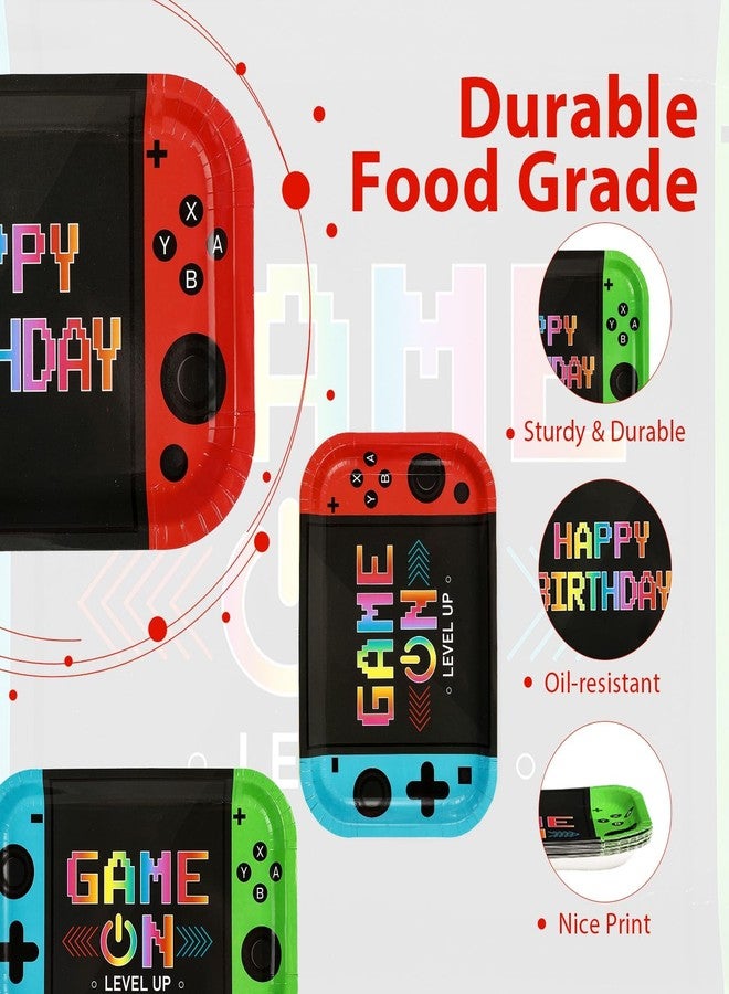 Grencian 60 Pcs Video Game Birthday Party Plates 10"x6.5" Game On Theme Plates Controller Disposable Dessert Platters for Boys Video Gameing Birthday Party Decorations Supplies - Image 3