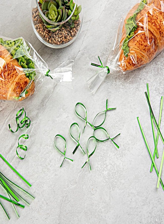 Restaurantware Bag Tek 6 Inch Twist Ties For Treat Bags 500 Durable Coffee Bag Ties - Flexible Metal Wire Inside Green Plastic Bag Twist Ties Won't Break Or Snap For Bread Bags Or Snack Bags - Image 4