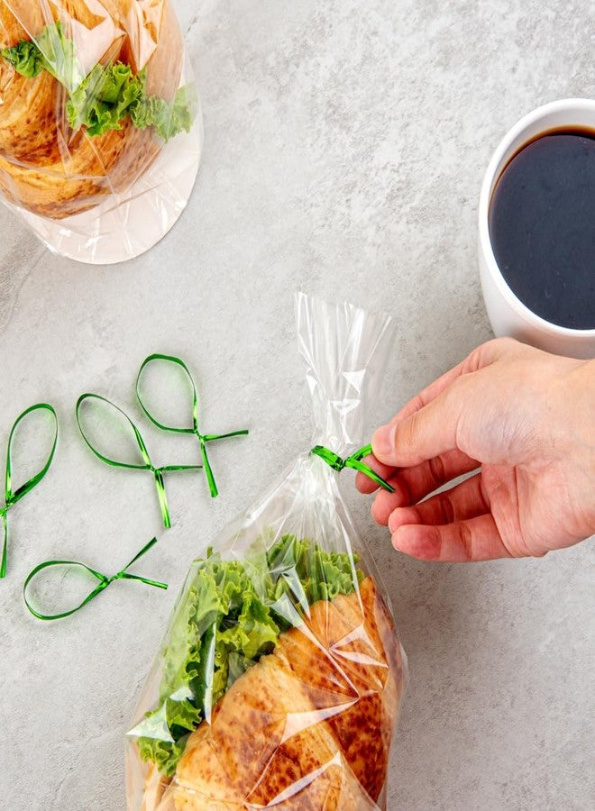 Restaurantware Bag Tek 6 Inch Twist Ties For Treat Bags 500 Durable Coffee Bag Ties - Flexible Metal Wire Inside Green Plastic Bag Twist Ties Won't Break Or Snap For Bread Bags Or Snack Bags - Image 5
