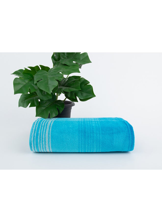 White Rose Towel Zooni 500 Gsm 100% Cotton-Pile To Pile Velor Stripe1 Hand  50X90 CmSoft Touch Extra Absorbent-Blue  - Image 1
