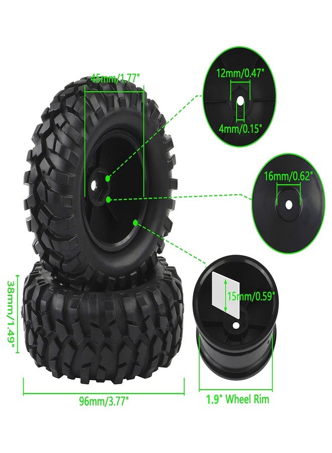 Rowiz 4PCS 1:10 RC Tires Rock Crawler Trailer Tires Hex 12mm Hard Dish Wheels Rim Rubber Tires for Trail Finder 2 Gelande II CR12 CC01 MST CMX - Image 3
