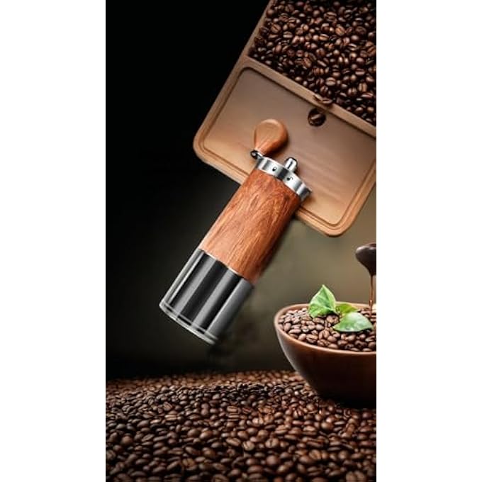 Honwor WoodHandled Manual Coffee Grinder Adjustable Coarse To Fine Grind For Home Office  Travel  Compact  EasyClean Design - Image 3