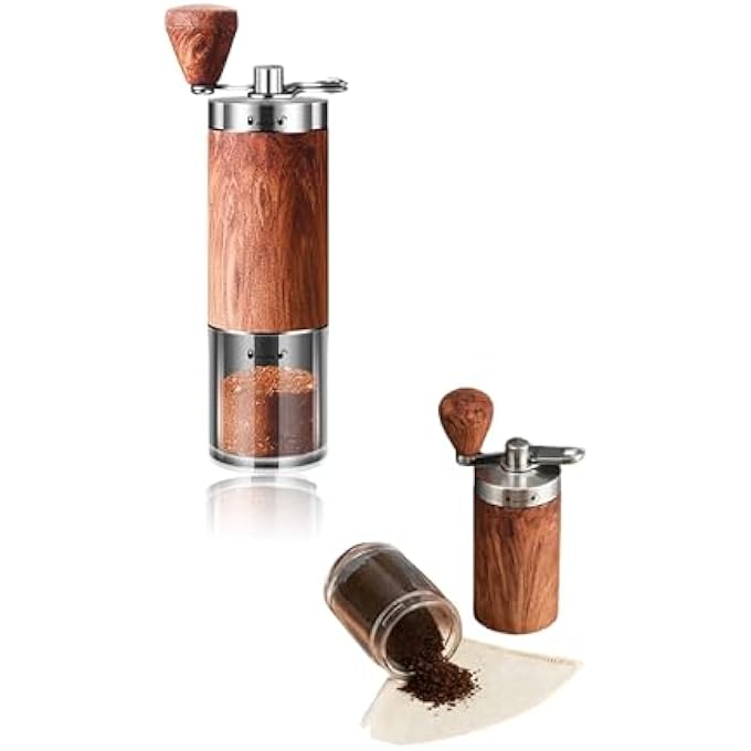 Honwor WoodHandled Manual Coffee Grinder Adjustable Coarse To Fine Grind For Home Office  Travel  Compact  EasyClean Design - Image 2