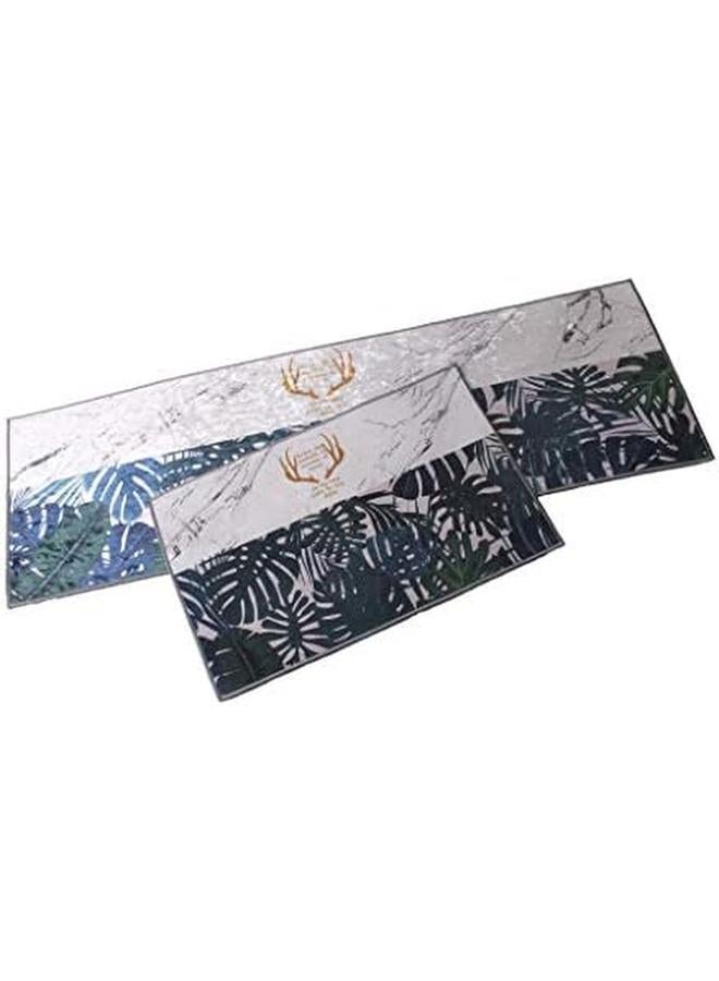 هوم كونسيبت 2 قطعة سجادة أرضية مطبخ مضادة للانزلاق أبيض أخضر 122 × 40 سم بالإضافة إلى 60 × 40 سم - Image 2