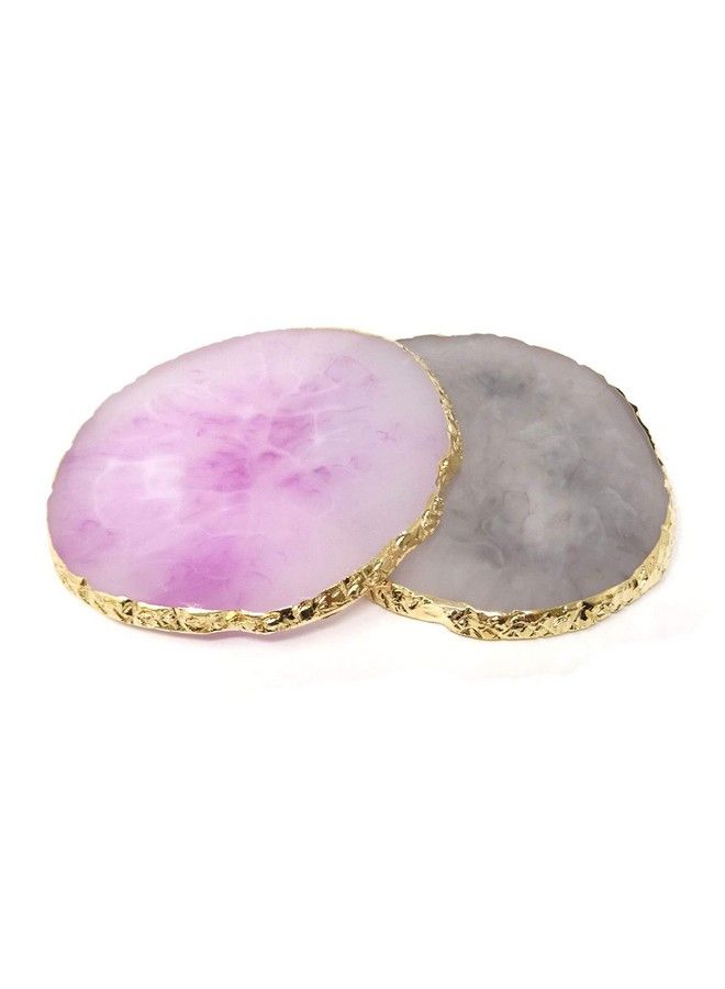 HONBAY 2Pcs Golden Edge Resin Nail Art Palettes Drawing Plates Manicure Display Tools For Women - Image 1