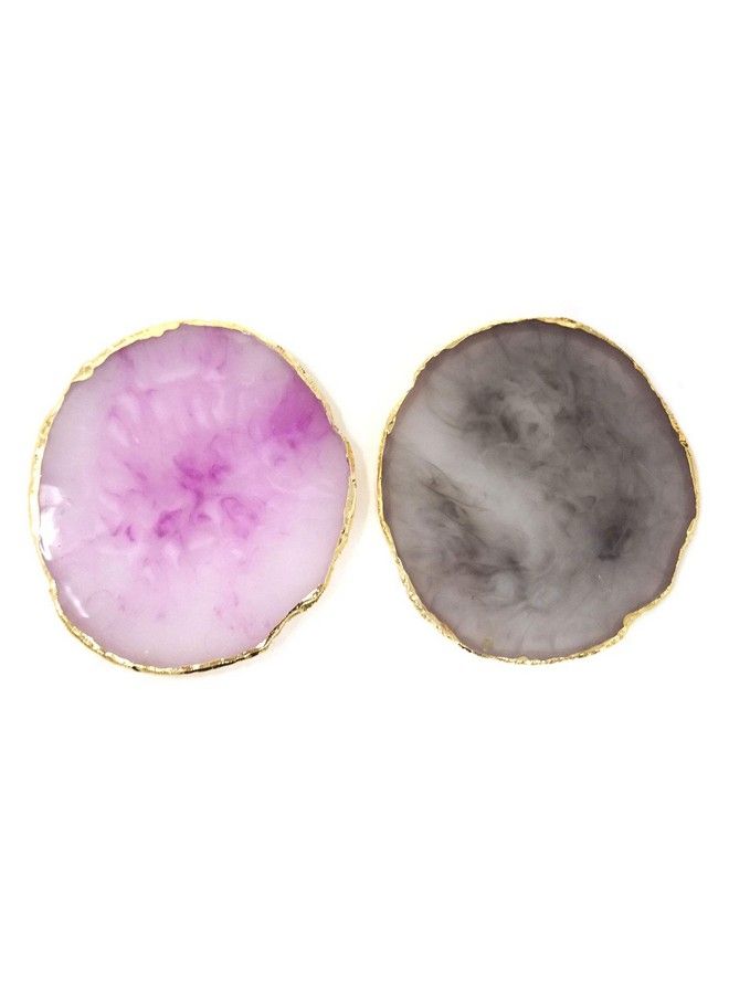 HONBAY 2Pcs Golden Edge Resin Nail Art Palettes Drawing Plates Manicure Display Tools For Women - Image 4