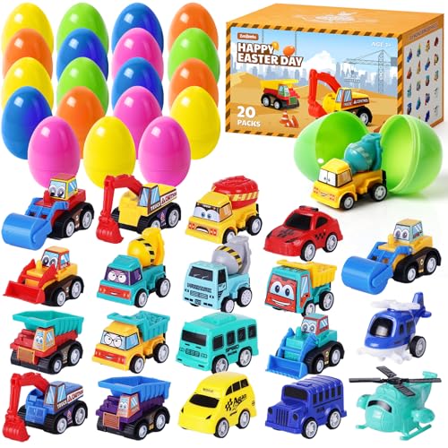 ZenBombs Easter Eggs with Cars Inside 12 PCS Prefilled Easter Eggs with PullBack Toy Cars Kids Easter Basket Stuffers Party Favor Toys for Boys and Girls Over Age 3 Years Old - Image 1