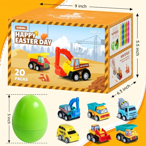 ZenBombs Easter Eggs with Cars Inside 12 PCS Prefilled Easter Eggs with PullBack Toy Cars Kids Easter Basket Stuffers Party Favor Toys for Boys and Girls Over Age 3 Years Old - Image 5