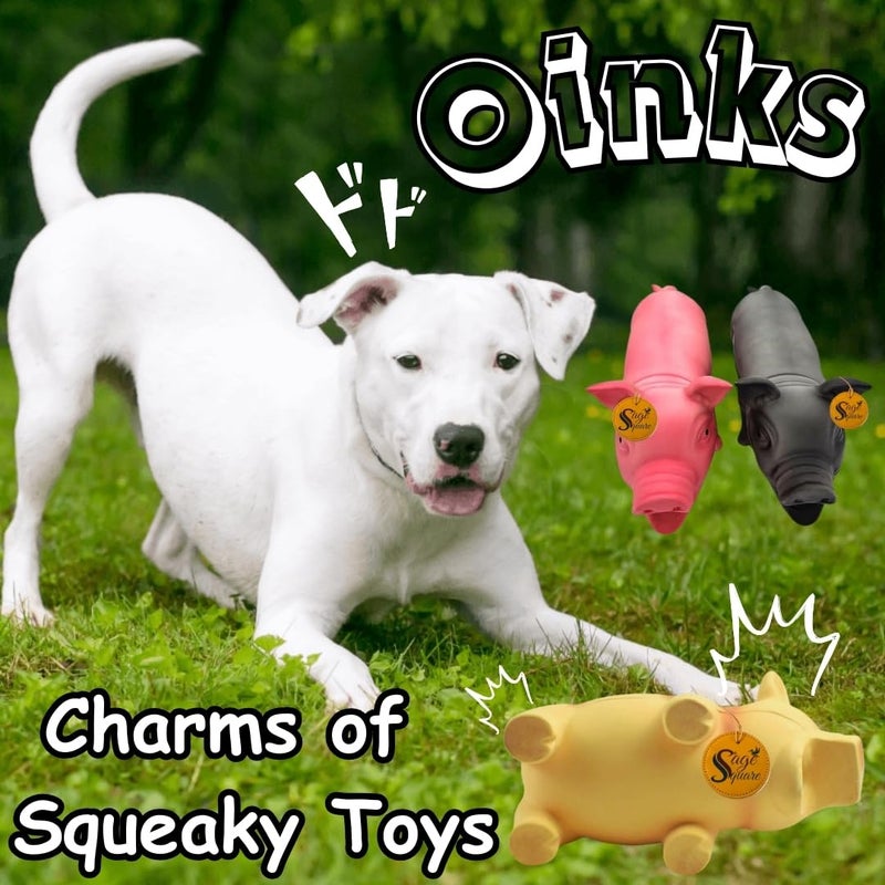 Sage Square Squeaky Rubber Pig Toy for Dogs & Cats: Unleash The Chew Cravings with Loud Squeak, Entertained for Hours, Interactive Rubber Toy, Tugs and Squeezes, Barking Glees, Fun with Pig - Image 5