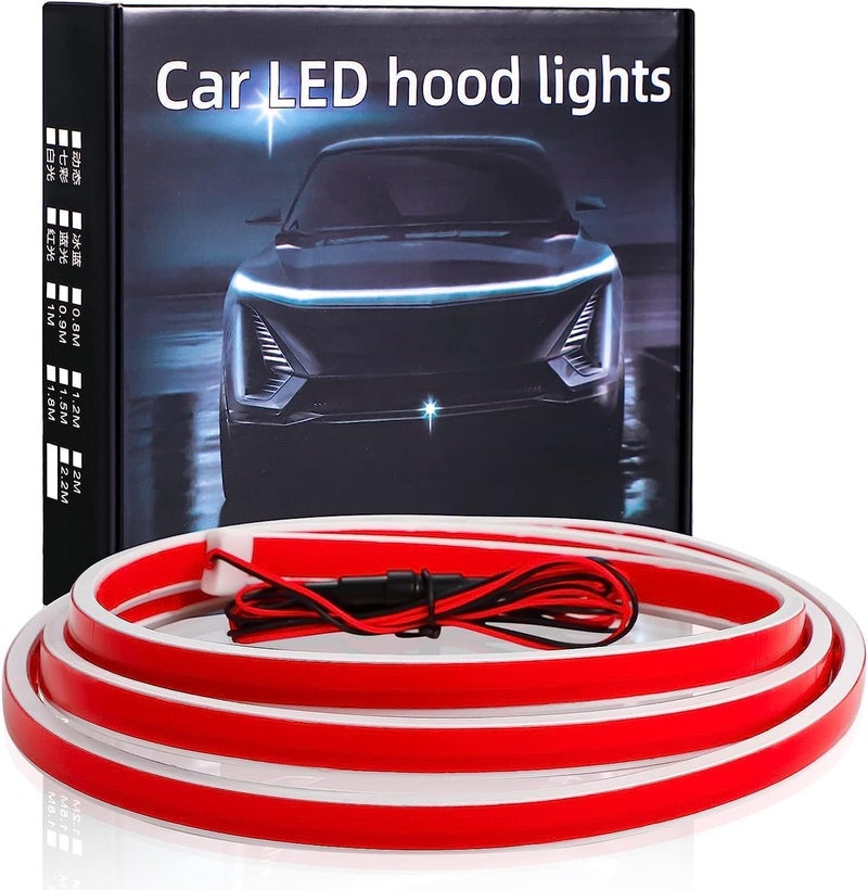 شريط إضاءة غطاء السيارة LED بطول 180 سم، شريط إضاءة LED ديناميكي للسيارة، شريط إضاءة مرن خارجي للقيادة النهارية لسيارة ماروتي سوزوكي بالينو الجديدة (2022-الحاضر)