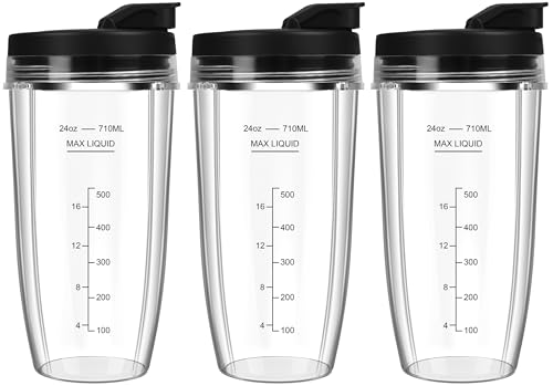 UBYNID Blender Cups Replacement for Ninja, 24oz Ninja Blender Cups with To-Go Lids Compatible with Ninja BN401, BL450, BL456, BL480, BL2012, BL2013, BN751, BN801, SS101, SS151 (3 Pack) - Image 1
