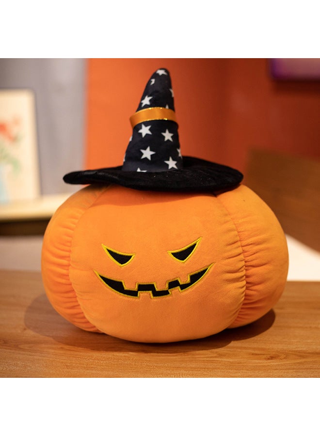Loquat Overseas  Pumpkin Plush Toy Pillow Funny Devil Pumpkin Pillow Plush Toy Doll-Specifications:35cm (kg)-Color:Devil's Teeth-Black Stars - Image 1