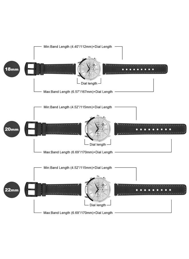 Fullmosa Fullmosa 20Mm Quick Release Watch Straps,Burnished Leather Band For Samsung Galaxy 5 40Mm 44Mm/Pro 45Mm/Watch 4 44Mm/Classic 46Mm 42Mm(2021)/Amazfit Bip/Amazfit Gts/Fossil Q Gazer,Black+Black  - Image 5