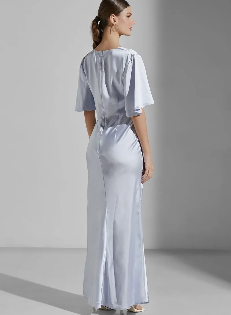 Keepsake Ultraviolet Angel Sleeve Plunge Gown