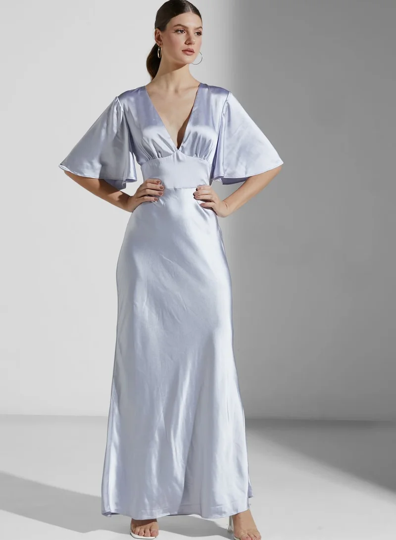 Keepsake Ultraviolet Angel Sleeve Plunge Gown
