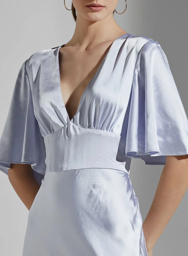 Keepsake Ultraviolet Angel Sleeve Plunge Gown