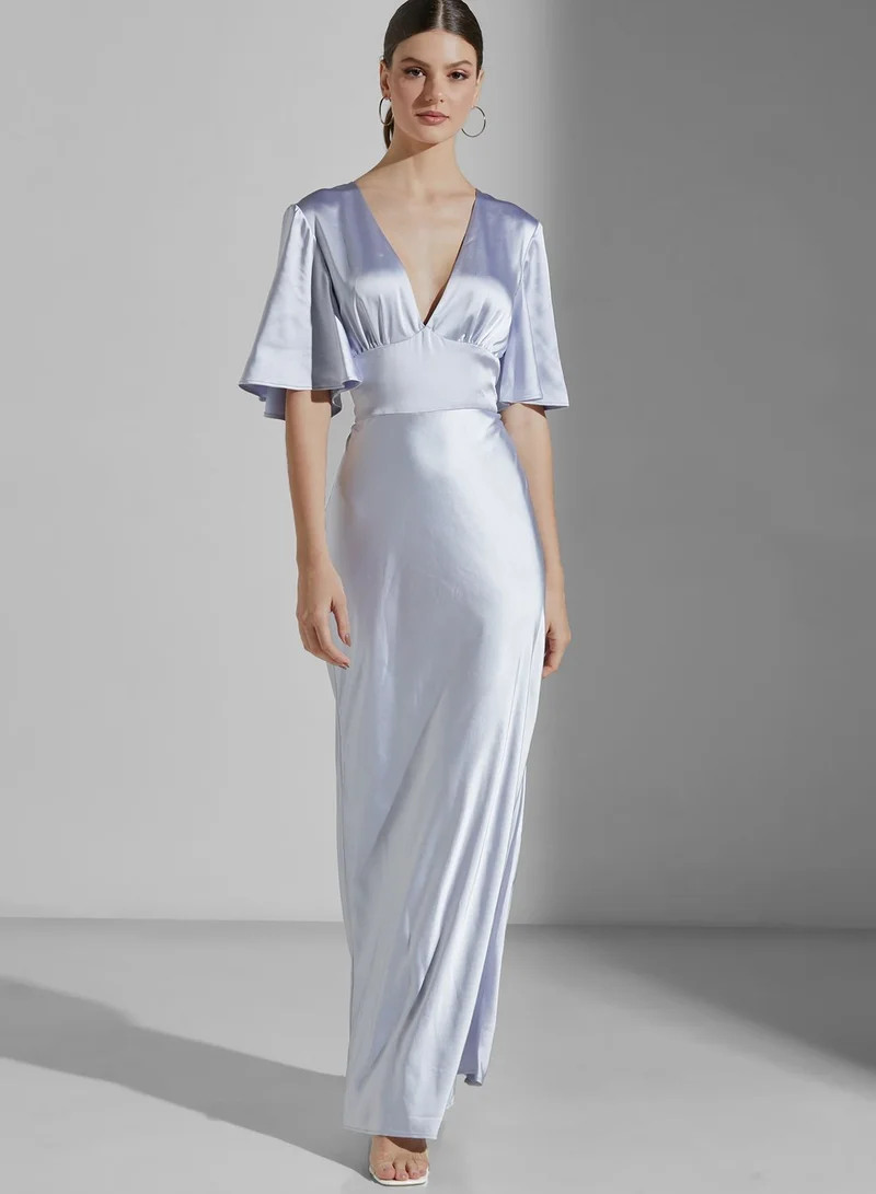 Keepsake Ultraviolet Angel Sleeve Plunge Gown