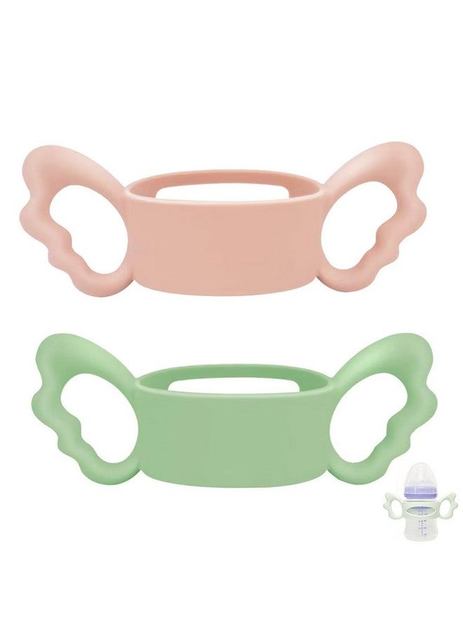 ROMIRUS Silicone Bottle Handle Compatible with Lansinoh Baby Bottles for Baby Gripping, 2 Pack, 4m+ - Image 1
