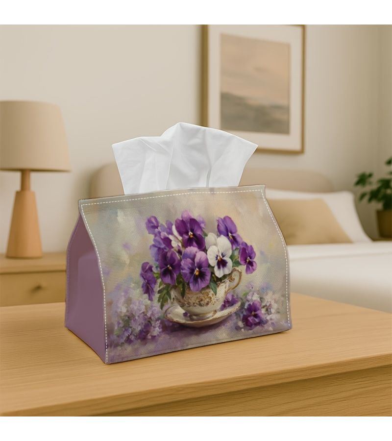 Romantic Botanical Tissue Box 1PC Floral Polyester Napkin Dispenser For Home Vehicle Event Decoration - Image 3