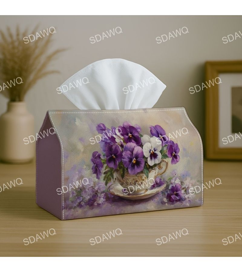 Romantic Botanical Tissue Box 1PC Floral Polyester Napkin Dispenser For Home Vehicle Event Decoration - Image 5