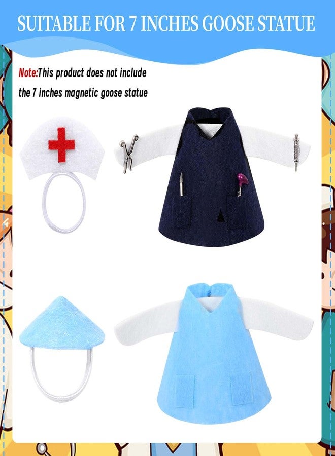 JcHrmers 2 Sets Doctor Nurse Desk Goose Outfits 7 Inch Mini Goose Healthcare Clothes Including Blue Medical Worker Nurse Scrubs with Stethoscope for Magnetic Goose Statue Key Holder - Image 2