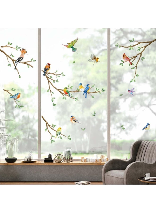 Home Trove Decalmile Tree Branch Double Sided Hummingbird & Bird Window Clings - Anti-Collision Glass Stickers  - Image 2