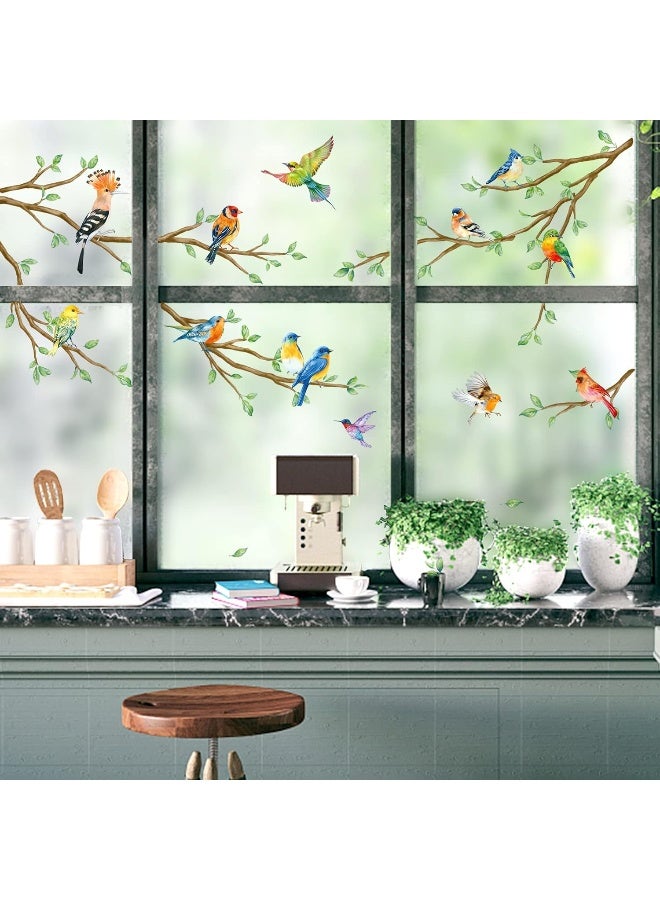 Home Trove Decalmile Tree Branch Double Sided Hummingbird & Bird Window Clings - Anti-Collision Glass Stickers  - Image 1