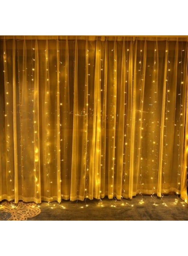 NAGAFA SHOP 3M Warm Yellow LED Curtain Lights – 12 Strands, 7 Lighting Modes, Perfect for Décor and Parties4.5*3 - Image 2