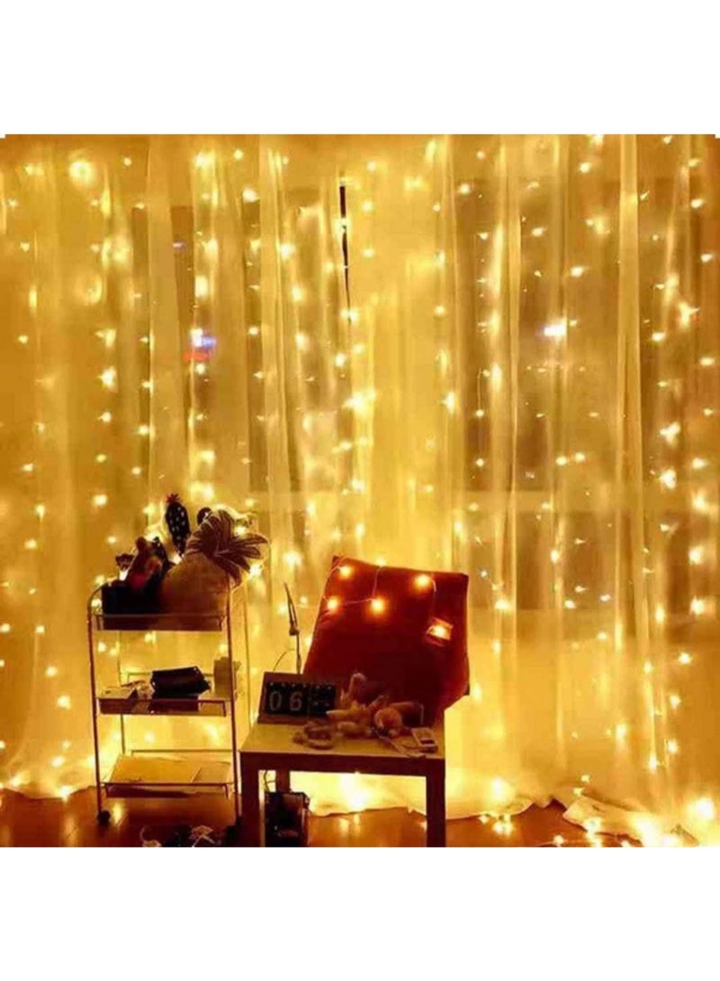 NAGAFA SHOP 3M Warm Yellow LED Curtain Lights – 12 Strands, 7 Lighting Modes, Perfect for Décor and Parties4.5*3 - Image 3