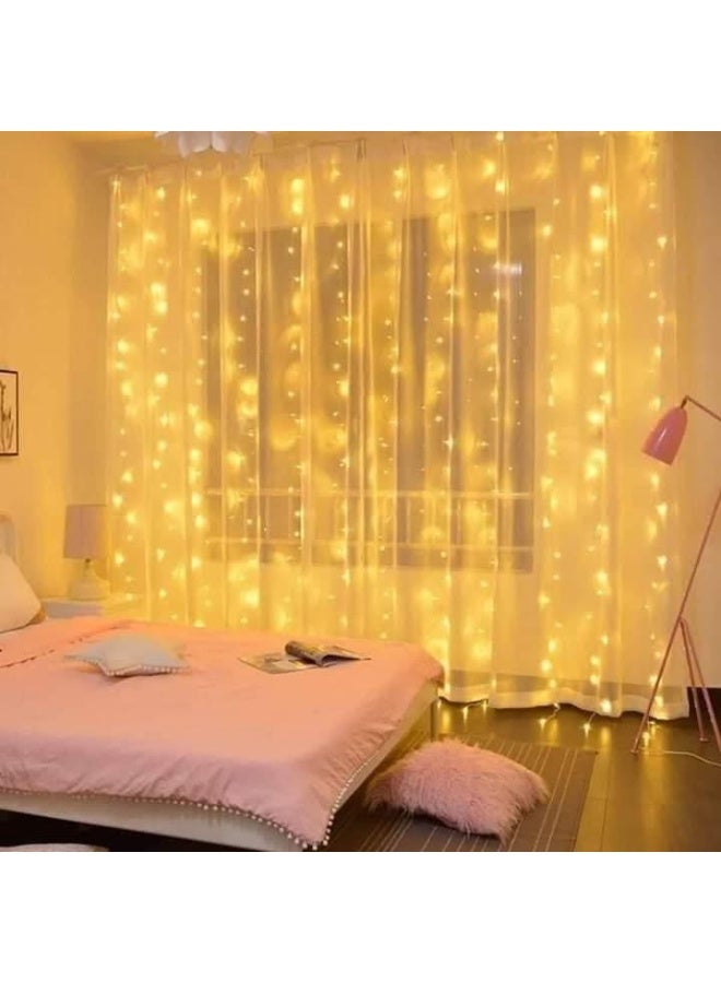 NAGAFA SHOP 3M Warm Yellow LED Curtain Lights – 12 Strands, 7 Lighting Modes, Perfect for Décor and Parties4.5*3 - Image 4