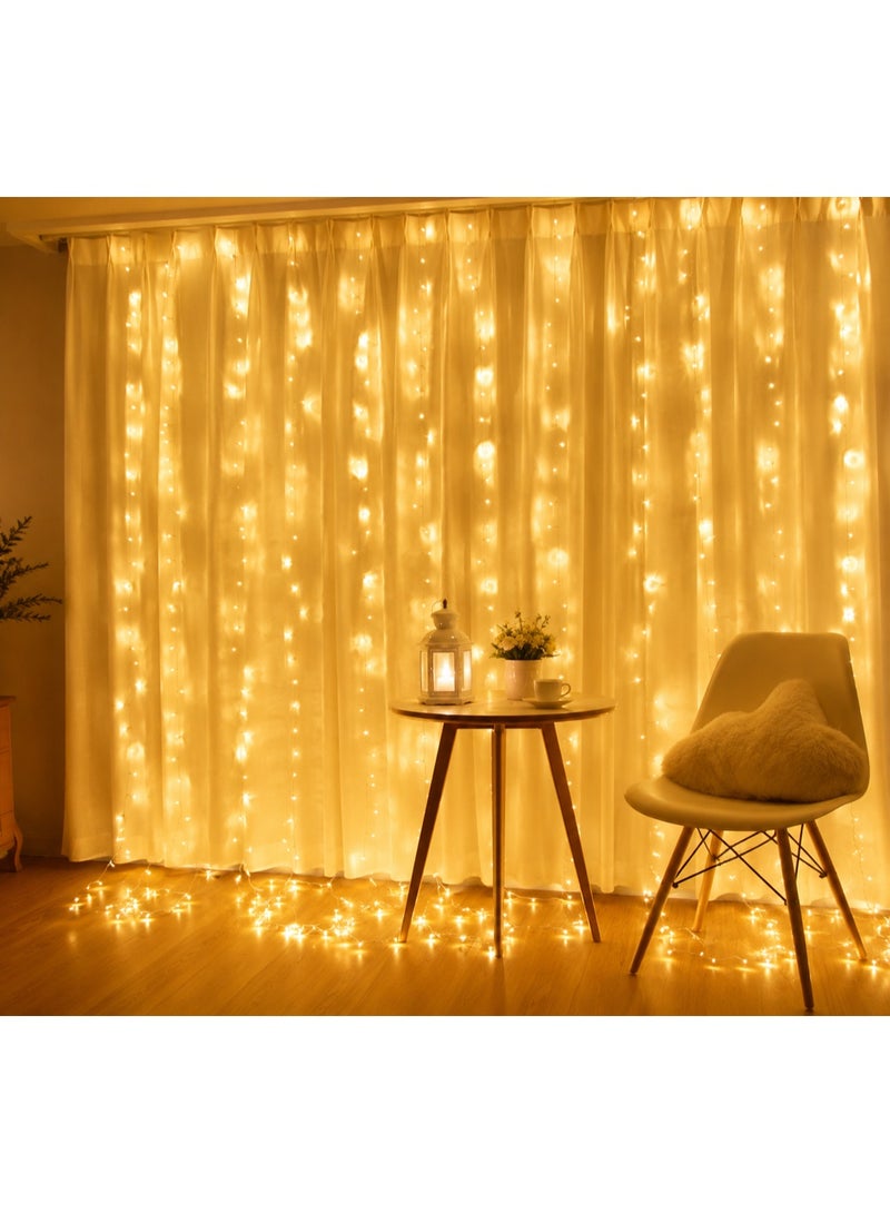 NAGAFA SHOP 3M Warm Yellow LED Curtain Lights – 12 Strands, 7 Lighting Modes, Perfect for Décor and Parties4.5*3 - Image 5