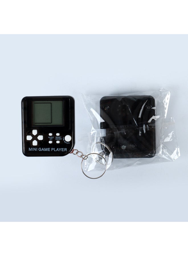 Mini Portable Game Console Toy Electronic Blocks Retro Classic Gift Keychain Toy Handheld Video Game Player Key Ring-Color:Transparent Series Black  - Image 1