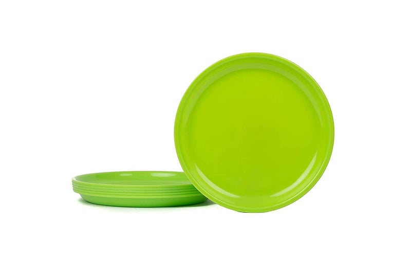 PRIZMA Microwave Safe Unbreakable Round Dinner Set of 6 Big Plates 11 Inches and 6 Katori Set, Made in India (Green Set of 12) - Image 5