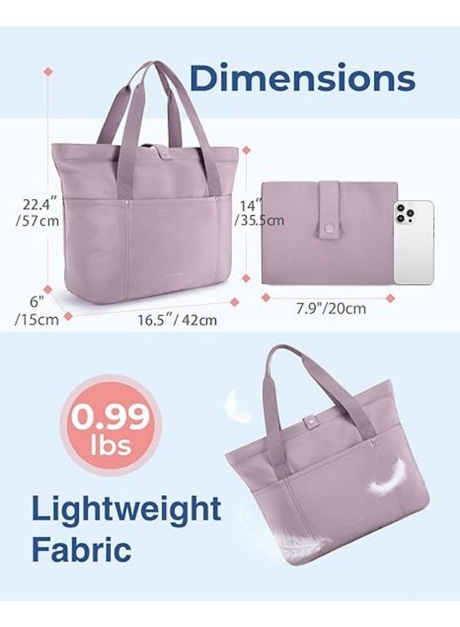 NIBEMINENT Tote Bag for Women, Foldable Tote Bag With Zipper Large Shoulder Bag Top Handle Handbag for Travel, Work - Image 2