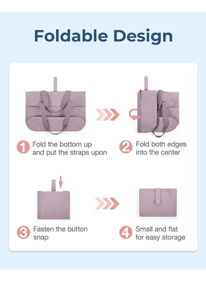 NIBEMINENT Tote Bag for Women, Foldable Tote Bag With Zipper Large Shoulder Bag Top Handle Handbag for Travel, Work - Image 4