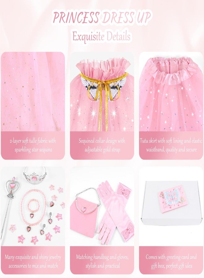 TAROSE Princess Dress Up for Girls, 12 PCS Princess Cape Outfit Clothes for Girl Birthday Gifts Ideas, Halloween Costumes Kids Gifts Toddler Toy for 3 4 5 6 7 8 Year Old Girls, Pink - Image 4