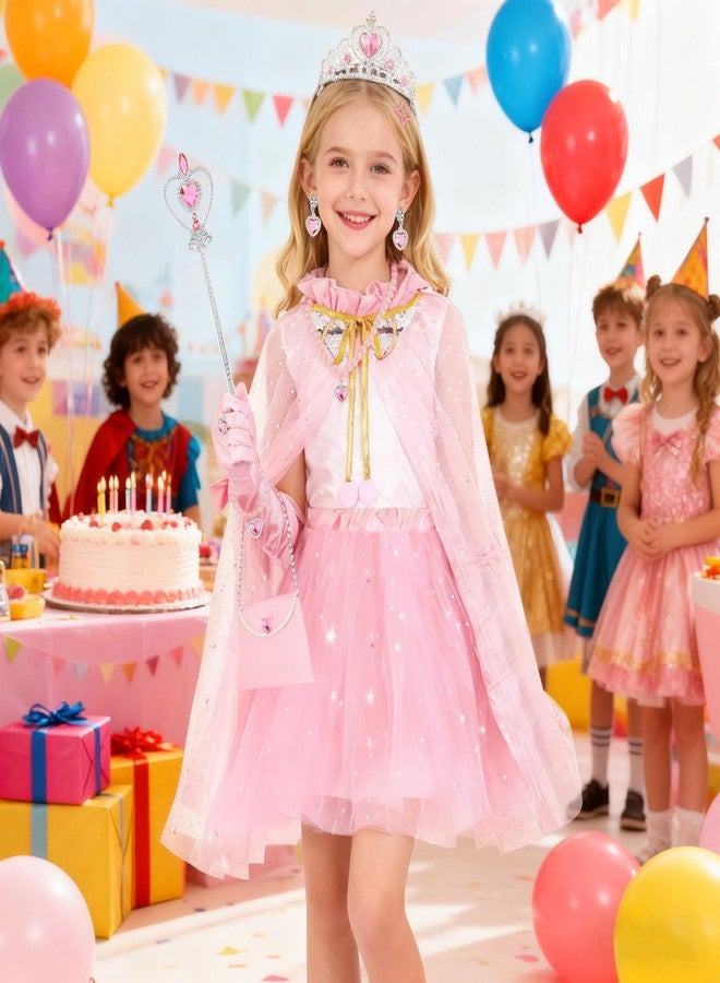 TAROSE Princess Dress Up for Girls, 12 PCS Princess Cape Outfit Clothes for Girl Birthday Gifts Ideas, Halloween Costumes Kids Gifts Toddler Toy for 3 4 5 6 7 8 Year Old Girls, Pink - Image 5