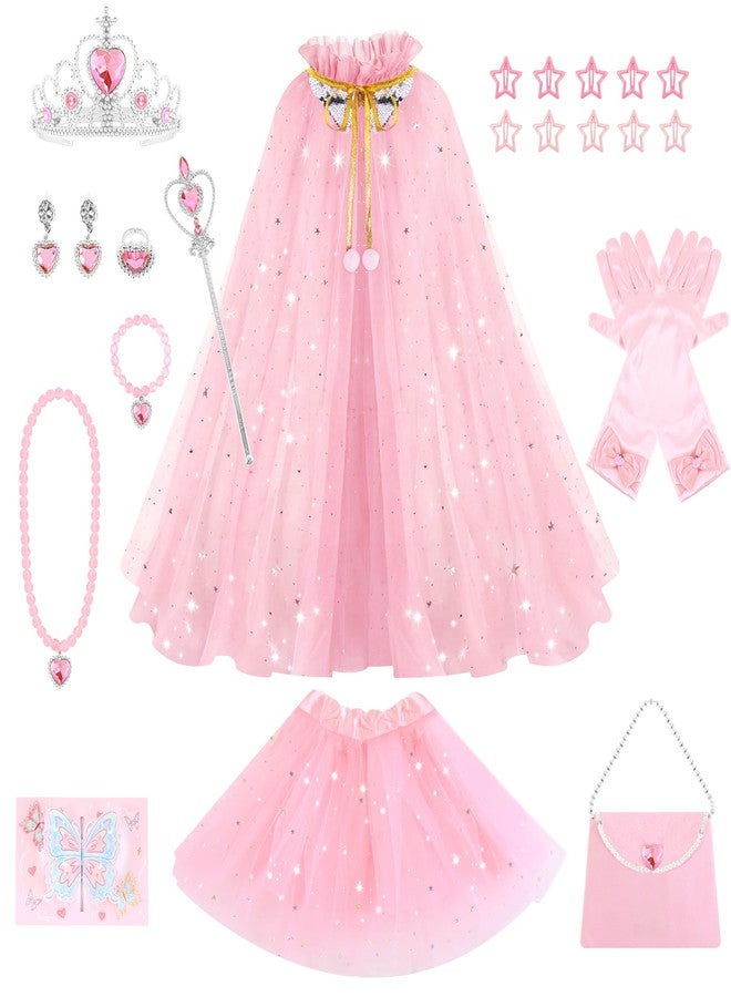 TAROSE Princess Dress Up for Girls, 12 PCS Princess Cape Outfit Clothes for Girl Birthday Gifts Ideas, Halloween Costumes Kids Gifts Toddler Toy for 3 4 5 6 7 8 Year Old Girls, Pink - Image 1