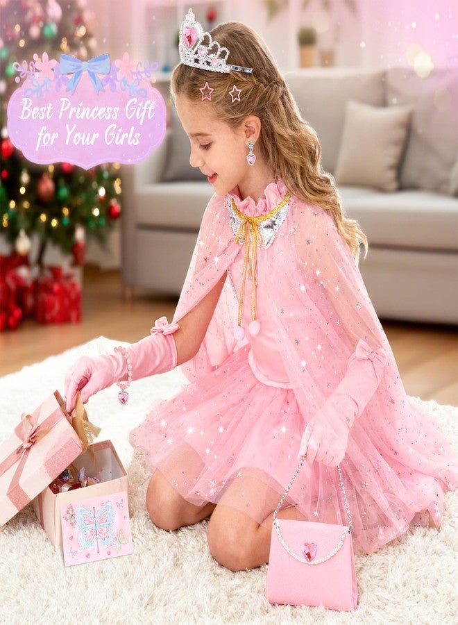 TAROSE Princess Dress Up for Girls, 12 PCS Princess Cape Outfit Clothes for Girl Birthday Gifts Ideas, Halloween Costumes Kids Gifts Toddler Toy for 3 4 5 6 7 8 Year Old Girls, Pink - Image 3