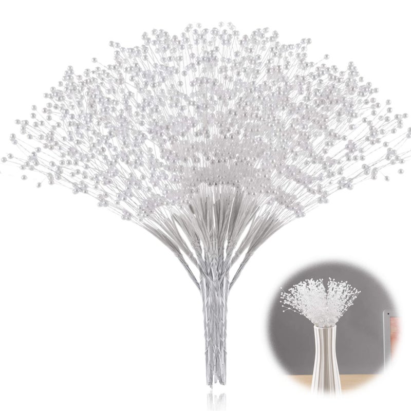 XINHUIDALSQ XINHUIDALSQ 100Pcs Bridal Wedding Pearl Bouquet Party Decoration Pearl String Beaded Garland - Beads Garlands Wedding Party Decoration DIY Accessories for Christmas (White) - Image 1