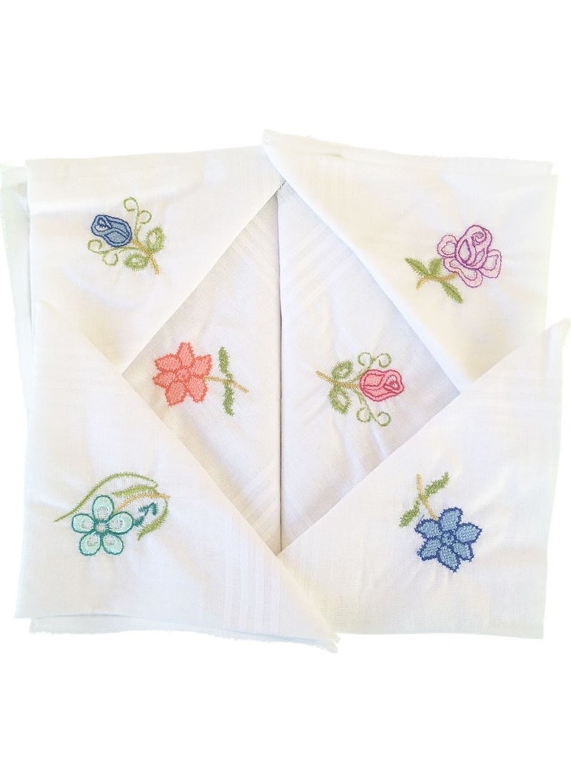 Hepsine Rakip Rivaling All Gift Embroidered Women's Handkerchief 12 Pieces 28X28 cm 100% Cotton  - Image 1