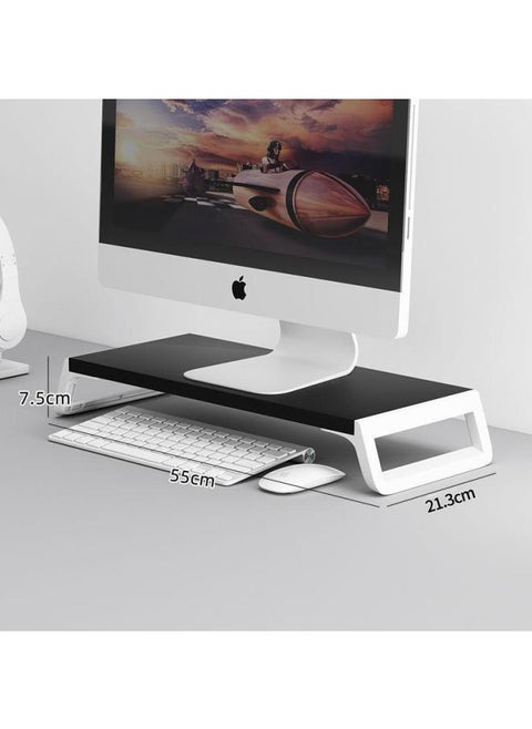 Computer Stand Laptop Heightening Bracket Pad Height Monitor Desktop Wooden Base Desktop Keyboard Desktop Shelf-Color:Chinese Ink Black + White Frame