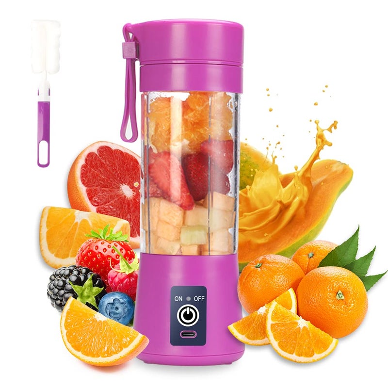DoubleCare Portable Blender CupElectric USB JuicerMini Blender Portable For Shakes and Smoothies juice380ml Six Blades Great for Mixingpurple - Image 1