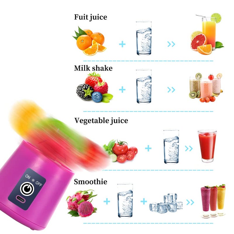 DoubleCare Portable Blender CupElectric USB JuicerMini Blender Portable For Shakes and Smoothies juice380ml Six Blades Great for Mixingpurple - Image 4