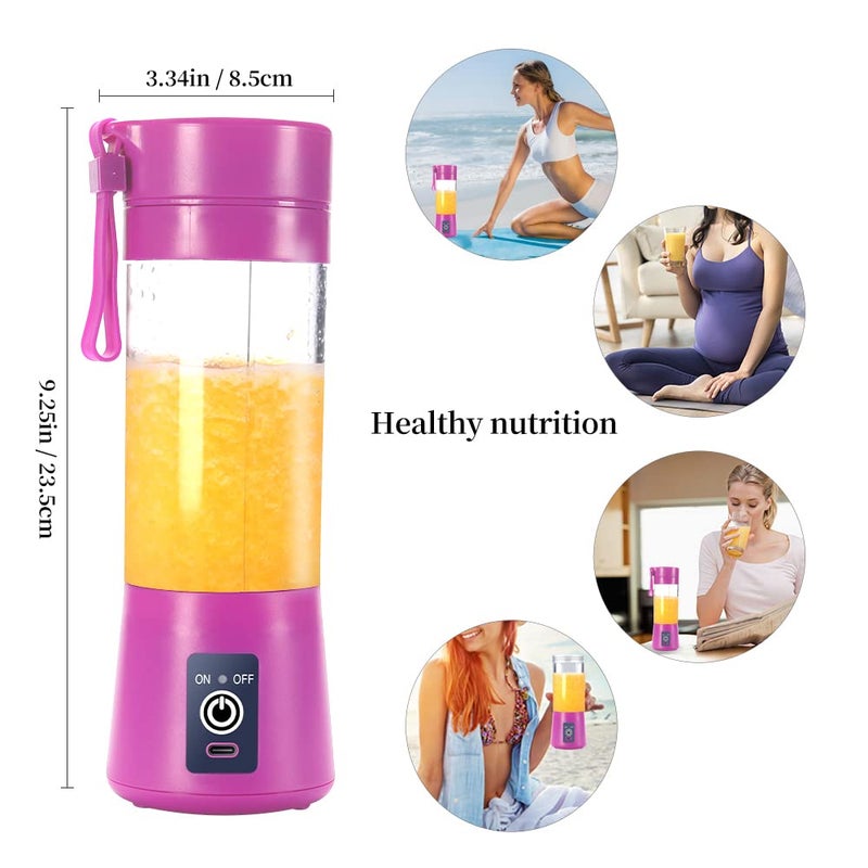 DoubleCare Portable Blender CupElectric USB JuicerMini Blender Portable For Shakes and Smoothies juice380ml Six Blades Great for Mixingpurple - Image 5