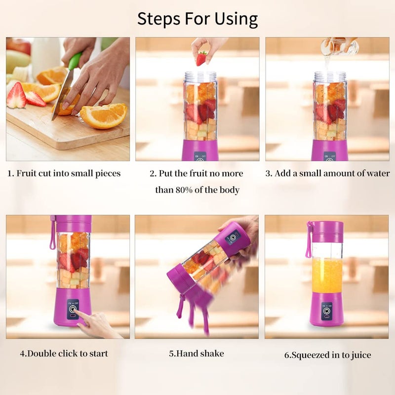 DoubleCare Portable Blender CupElectric USB JuicerMini Blender Portable For Shakes and Smoothies juice380ml Six Blades Great for Mixingpurple - Image 3
