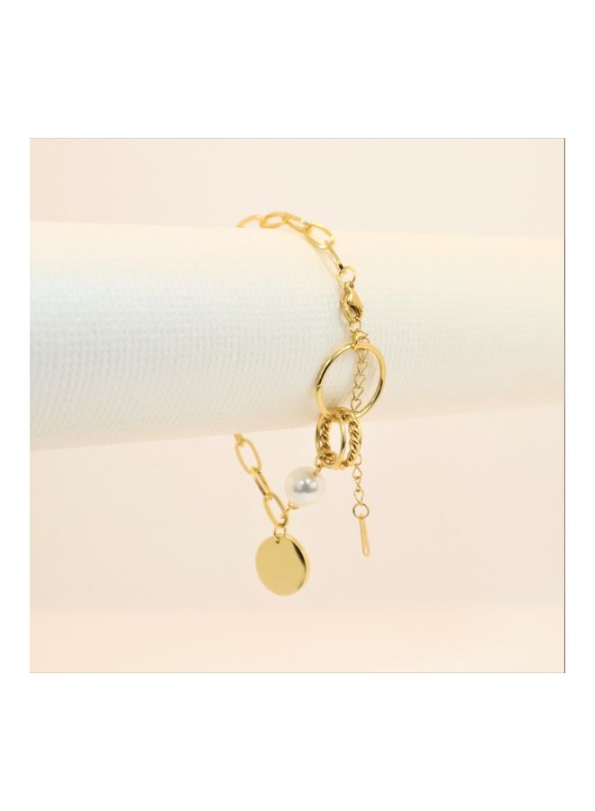 ذا بلينج ستوديو سوار من فولاذ التيتانيوم بتصميم مزين بلؤلؤة دائرية من بريستين - Image 1